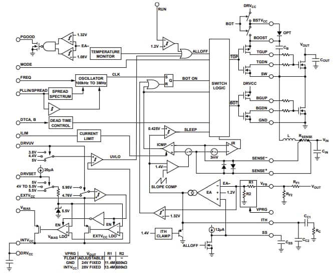 Schéma de principe - Analog Devices Inc. Contrôleurs Boost synchrones LTC7893